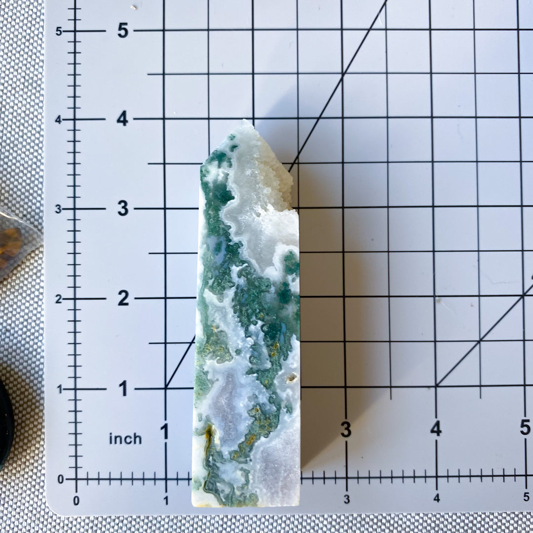 Druzy Moss Agate Tower 