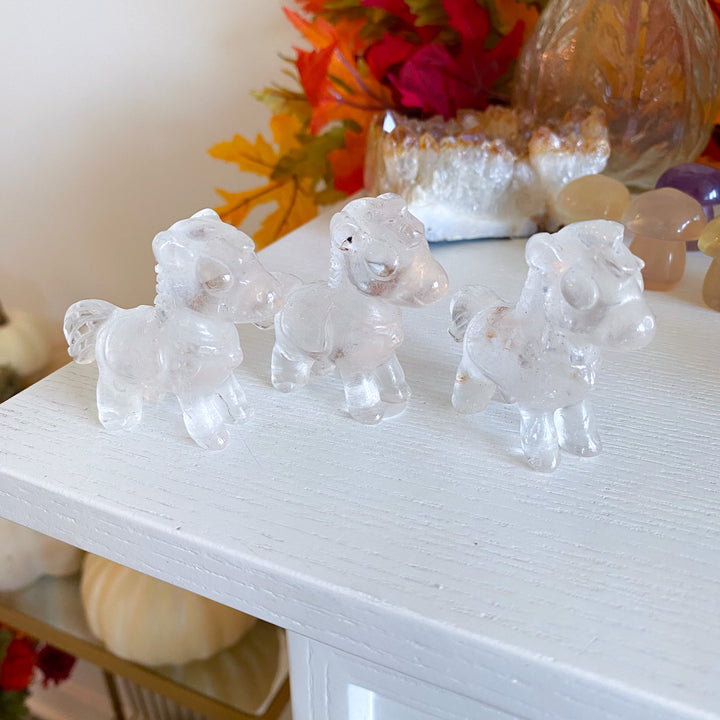 Clear Quartz Bubble Horse Carving