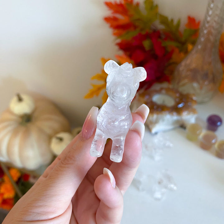 Clear Quartz Bubble Horse Carving