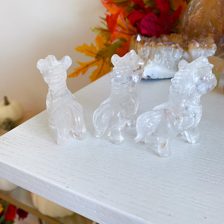 Clear Quartz Bubble Horse Carving