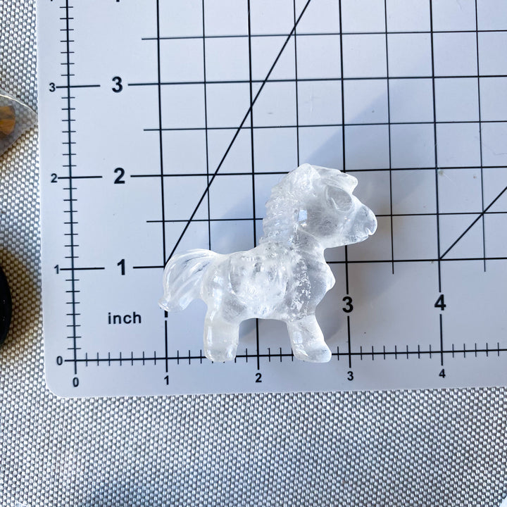 Clear Quartz Bubble Horse Carving