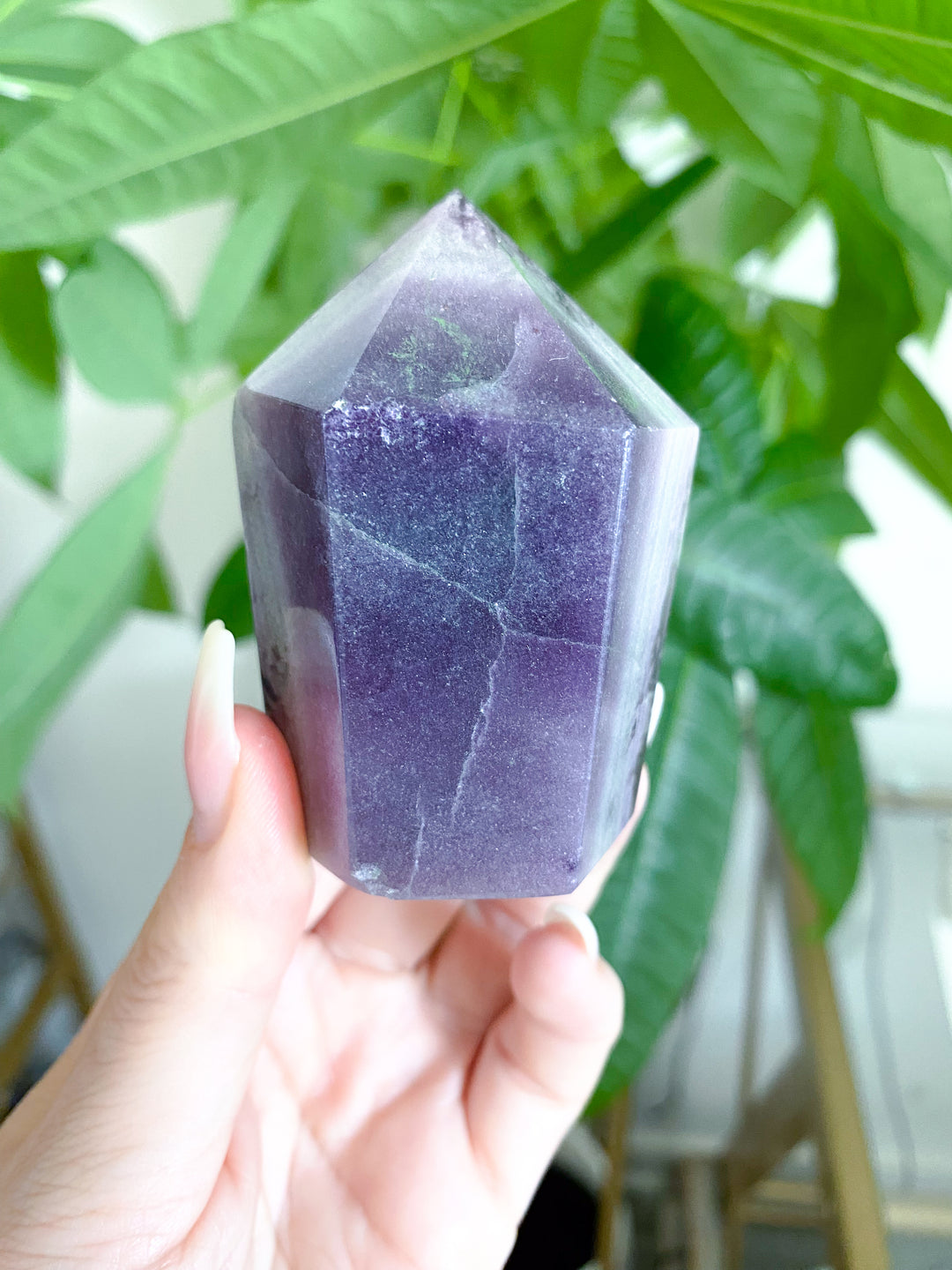 Polished Rainbow Fluorite with Agate Inclusion Point #1