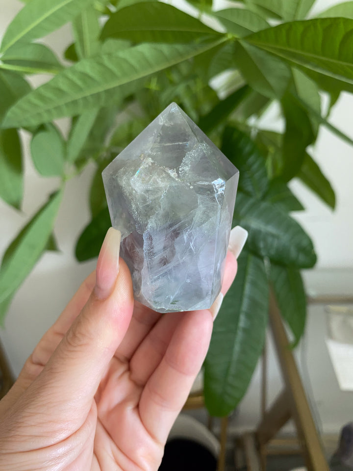 Dimensional Pale Rainbow Fluorite Point #3