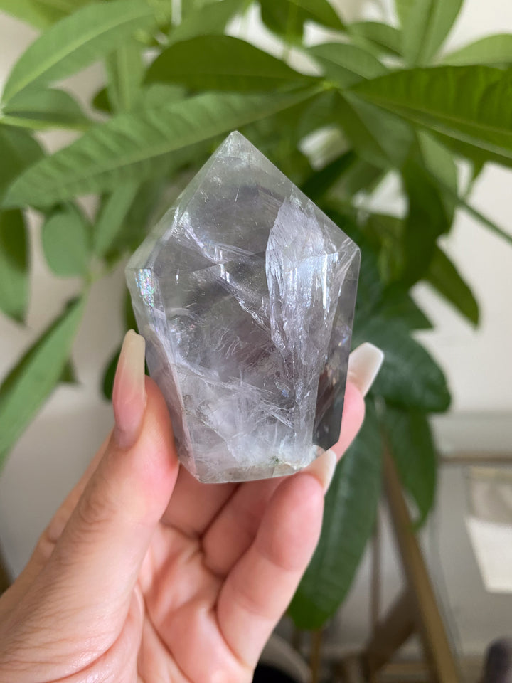 Dimensional Pale Rainbow Fluorite Point #3