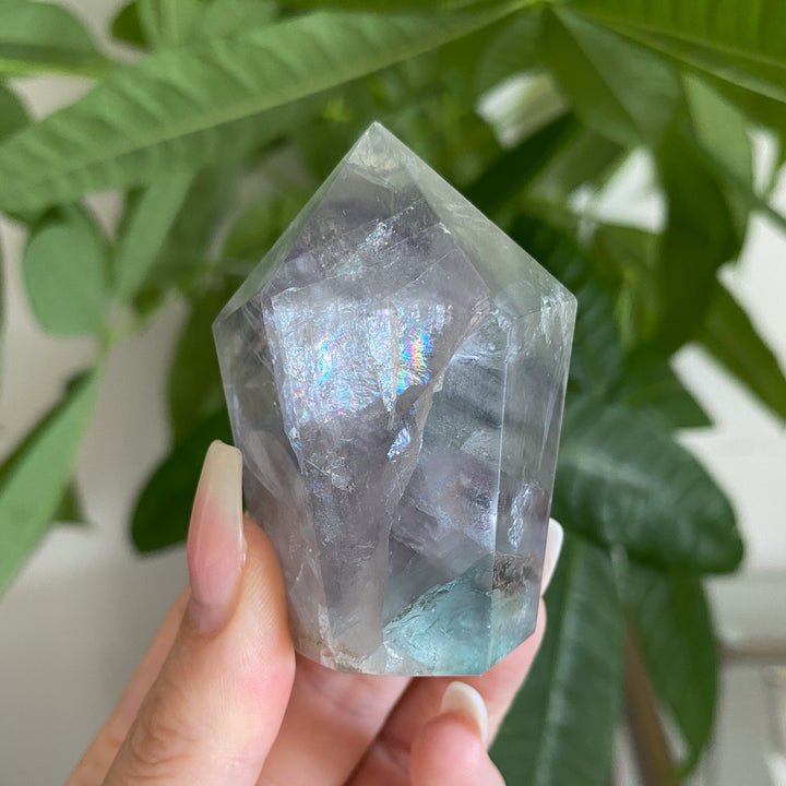 Dimensional Pale Rainbow Fluorite Point #3