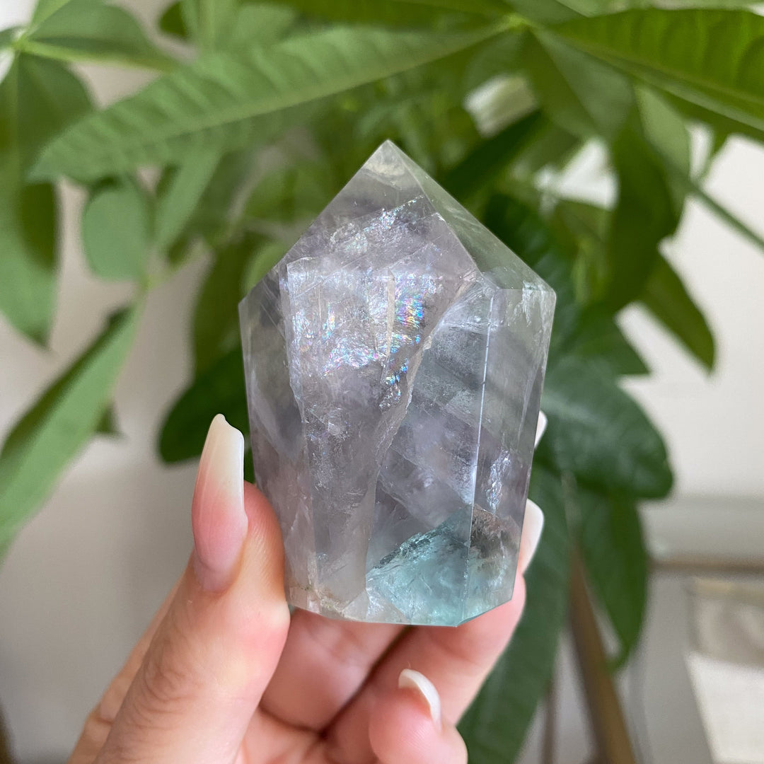 Dimensional Pale Rainbow Fluorite Point #3