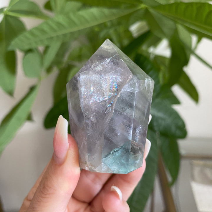 Dimensional Pale Rainbow Fluorite Point #3