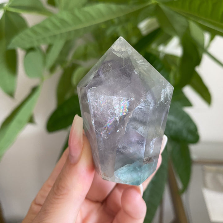 Dimensional Pale Rainbow Fluorite Point #3