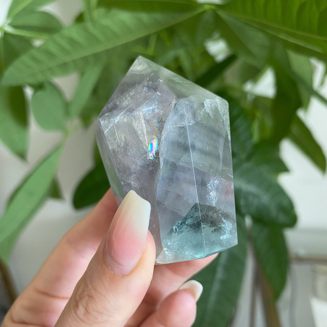 Dimensional Pale Rainbow Fluorite Point #3