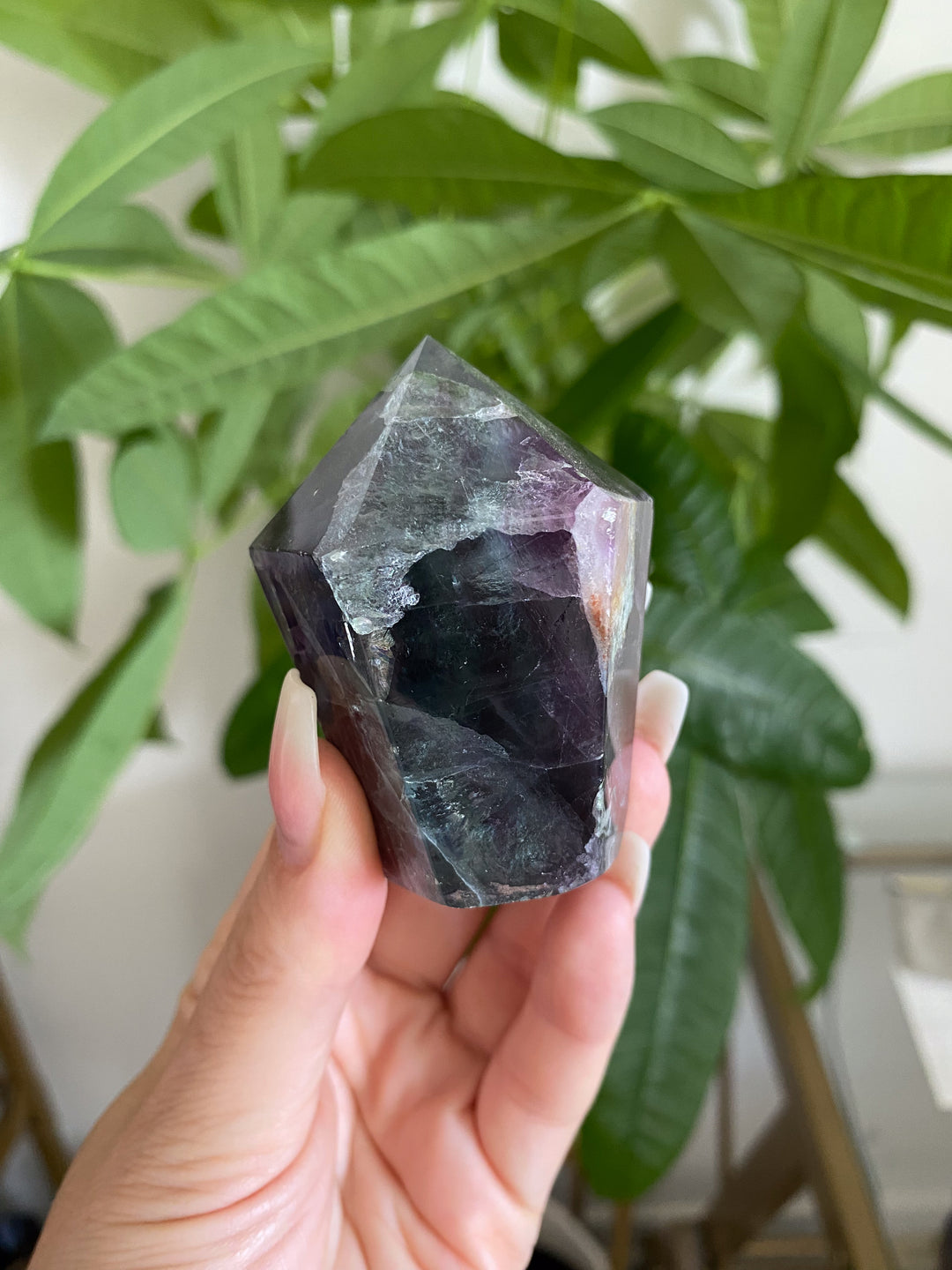 Inclusion Green and Purple Rainbow Fluorite Point #20