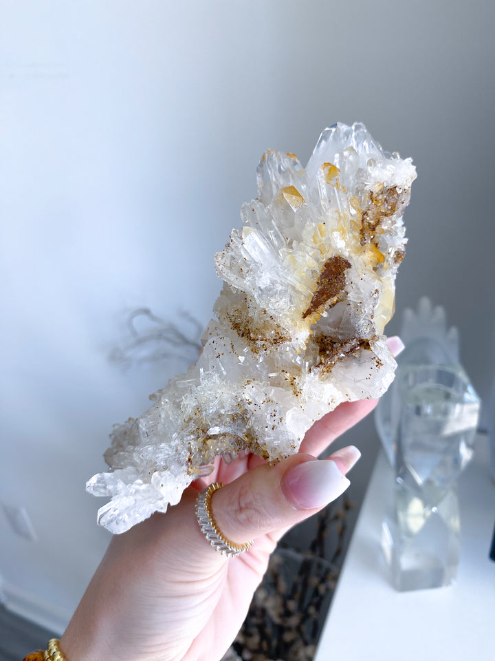 Sea Lion Iron Coated Quartz with Siderite Cluster #7