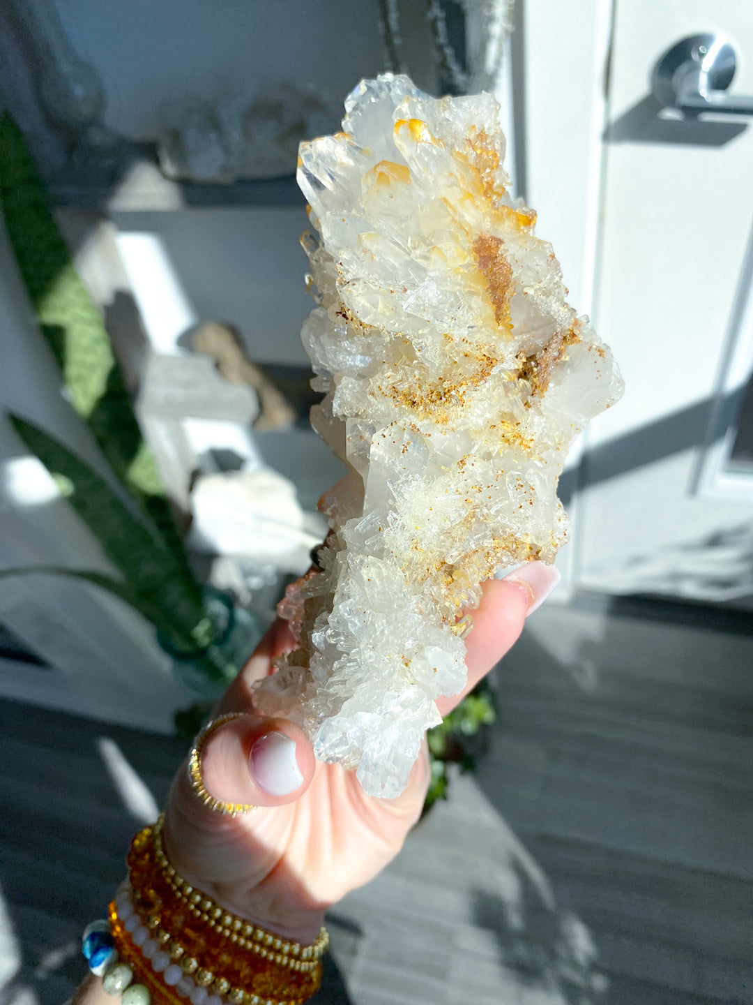 Sea Lion Iron Coated Quartz with Siderite Cluster #7