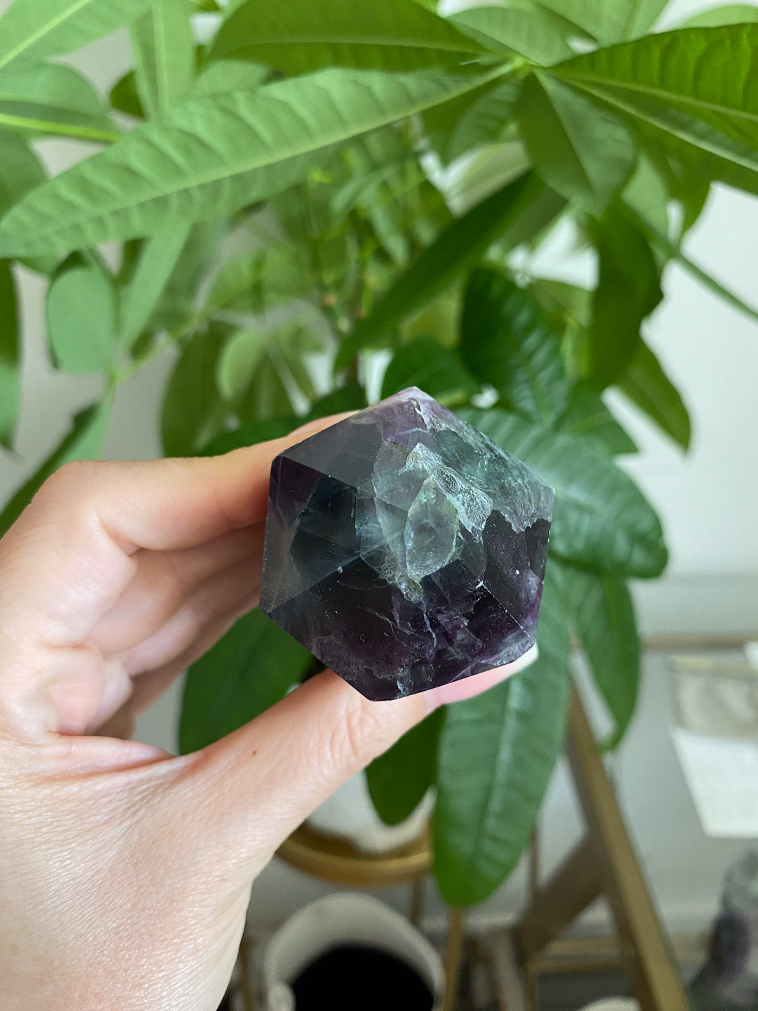 Inclusion Green and Purple Rainbow Fluorite Point #20