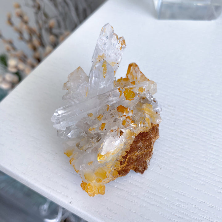 Iron Coated Quartz with Siderite Cluster #8