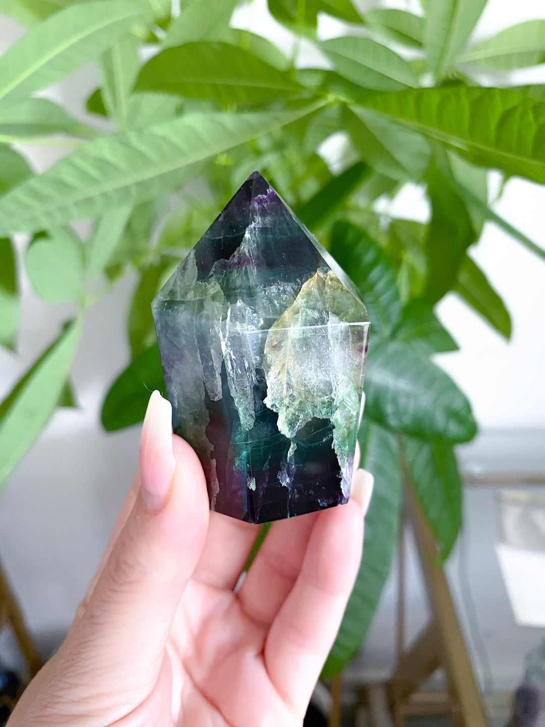 Green and Purple Rainbow Fluorite Point #15