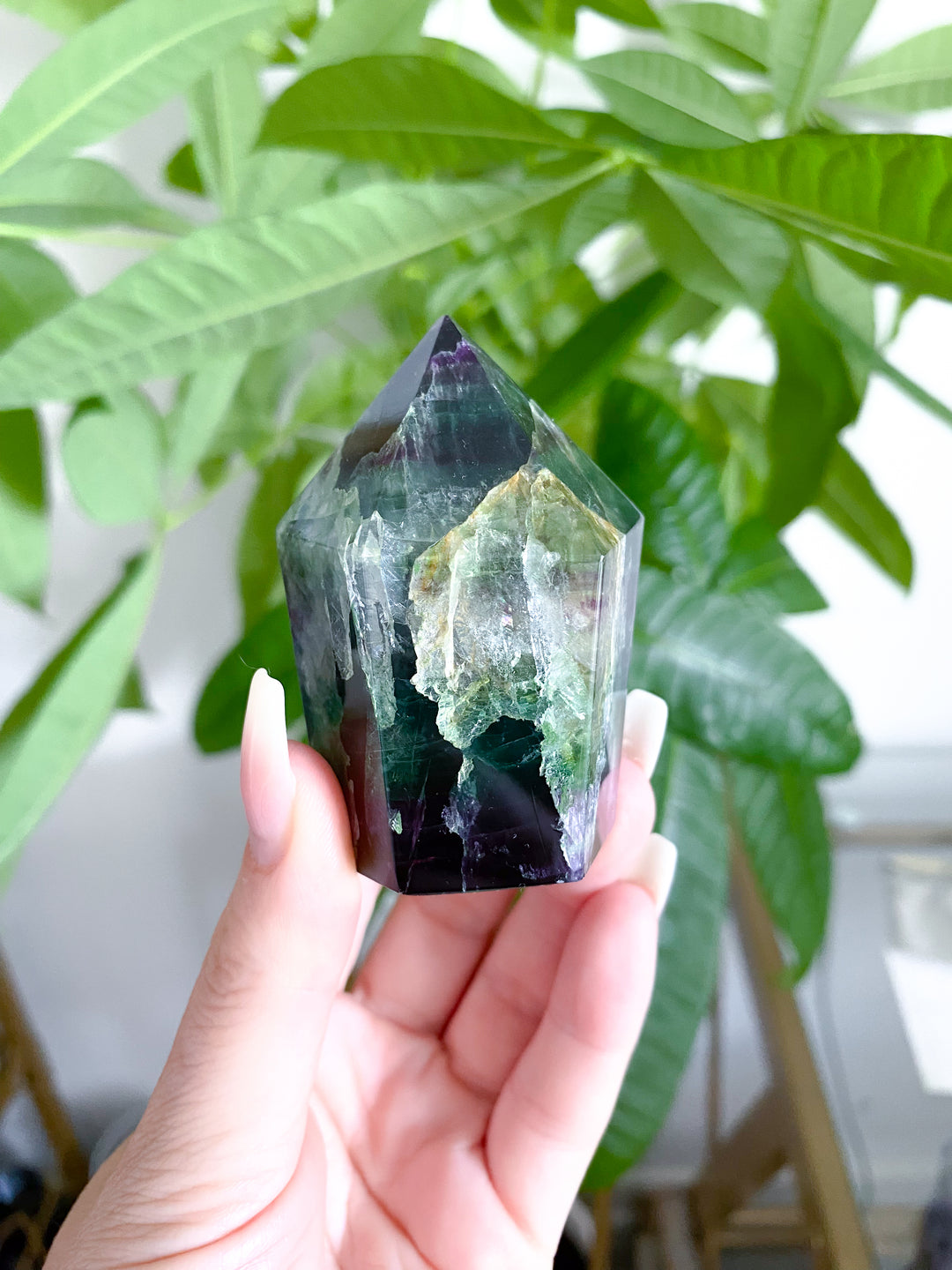 Green and Purple Rainbow Fluorite Point #15