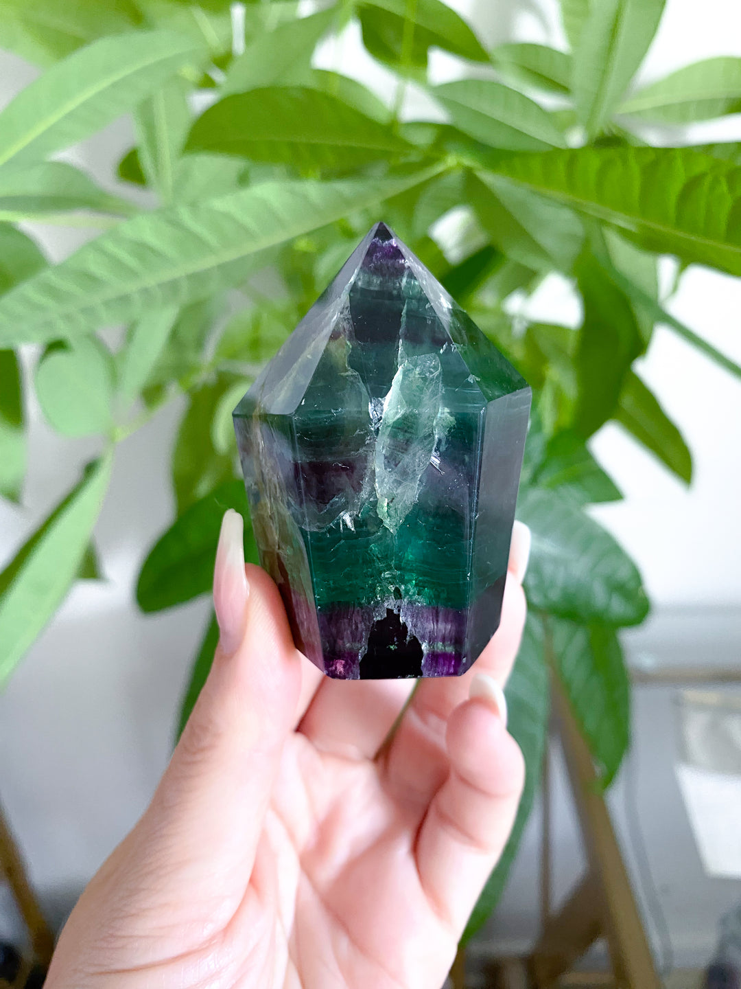 Green and Purple Rainbow Fluorite Point #15