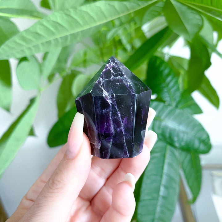 Small Deep Purple Polished Fluorite Point #2