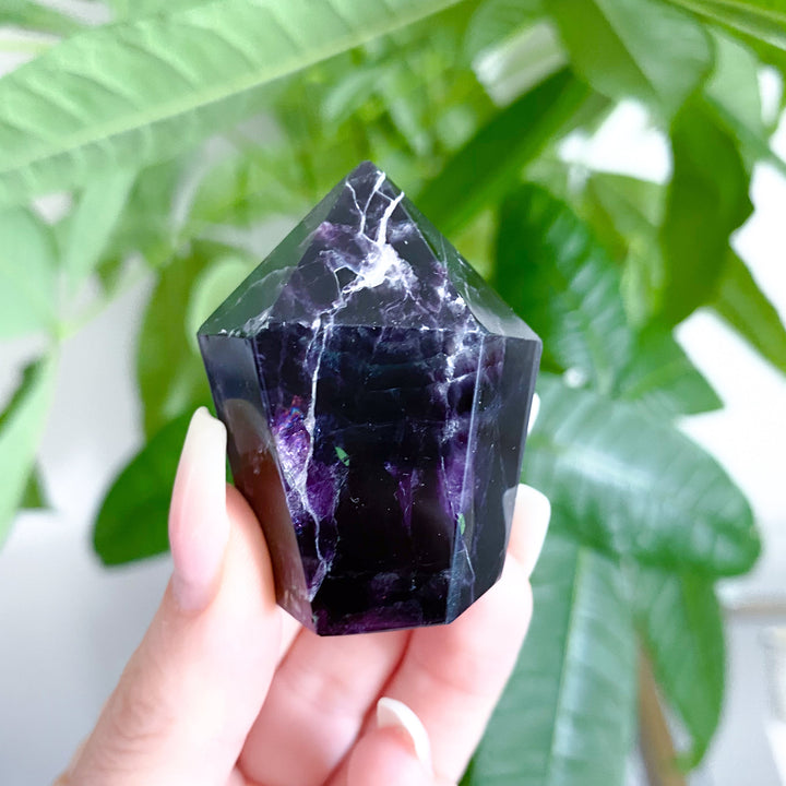 Small Deep Purple Polished Fluorite Point #2