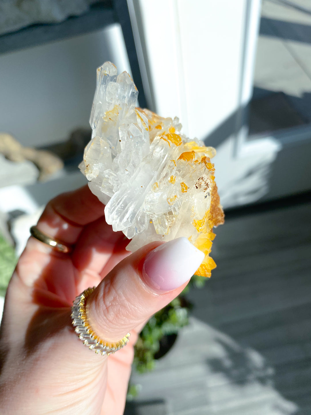Iron Coated Quartz with Siderite Cluster #8