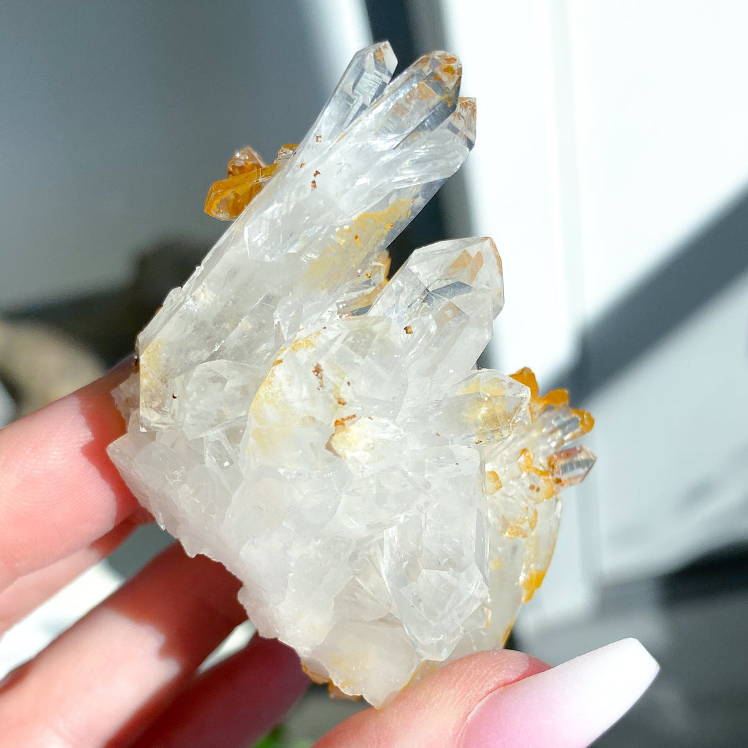 Iron Coated Quartz with Siderite Cluster #8