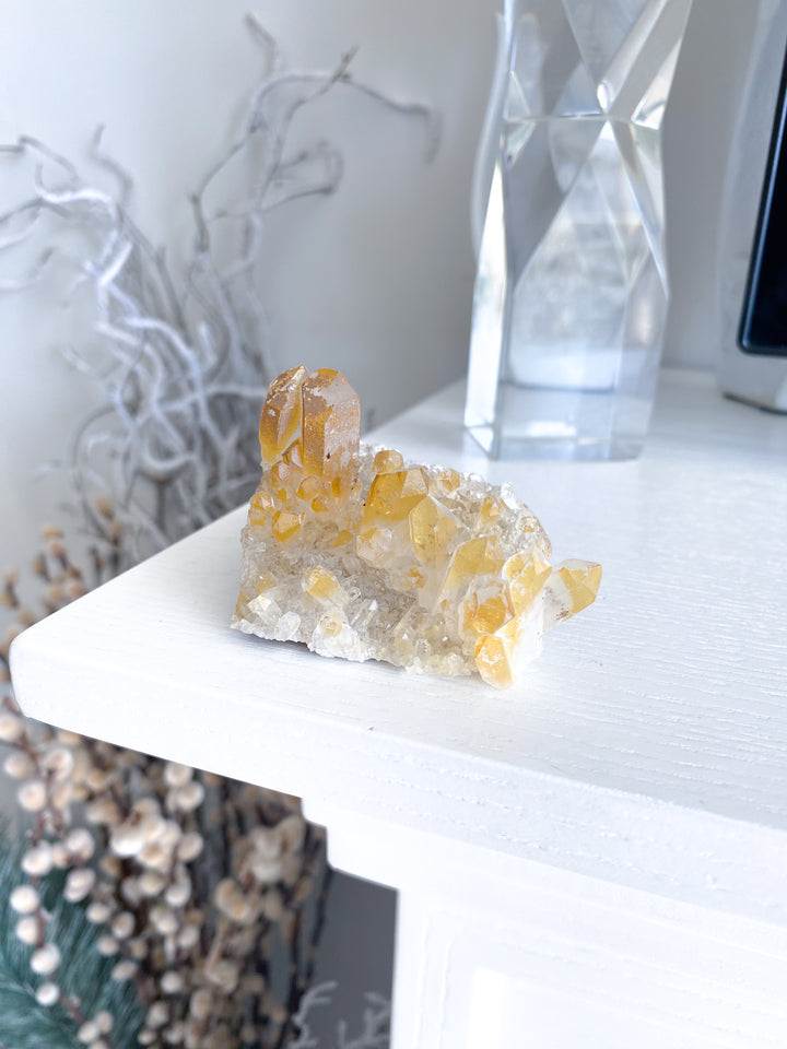 Iron Coated Quartz with Siderite Cluster on a Matrix #9