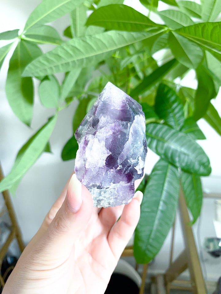 Purple, Green Fluorite Top Polish Point #11 - Get EXACT Stone