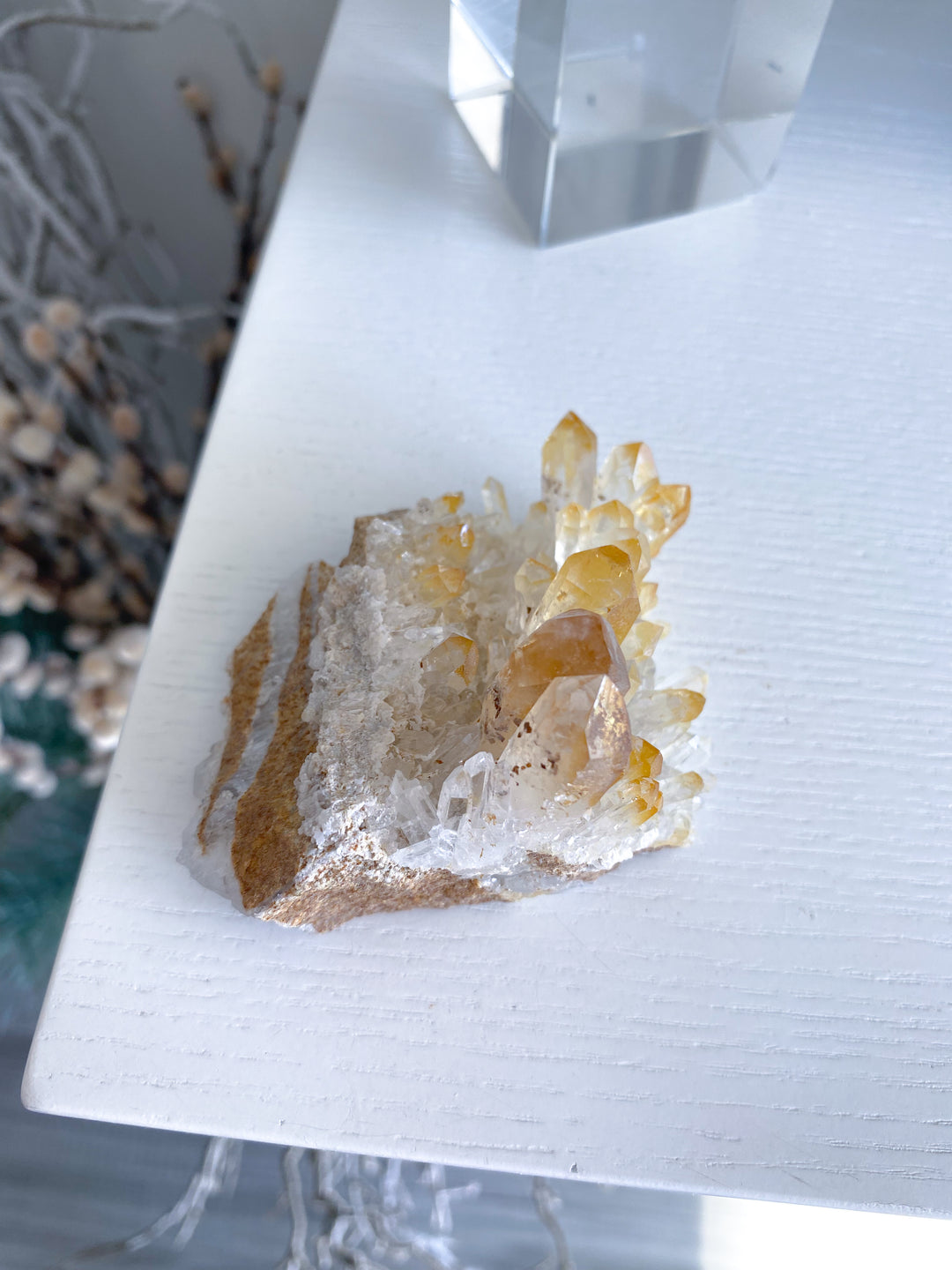 Iron Coated Quartz with Siderite Cluster on a Matrix #9