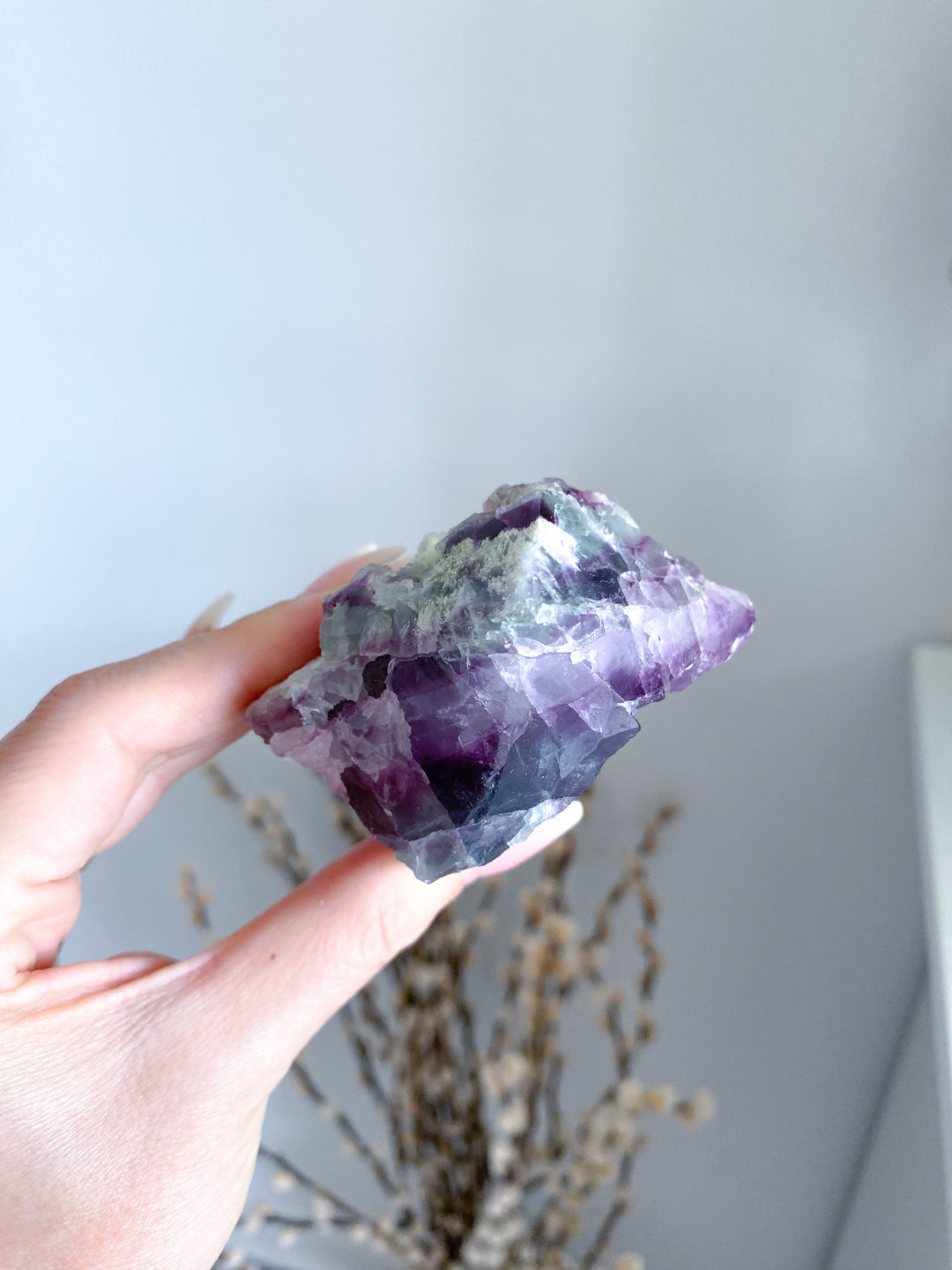 Tie-Dye Style Fluorite Top Polish Point #5 - Chipped Tip