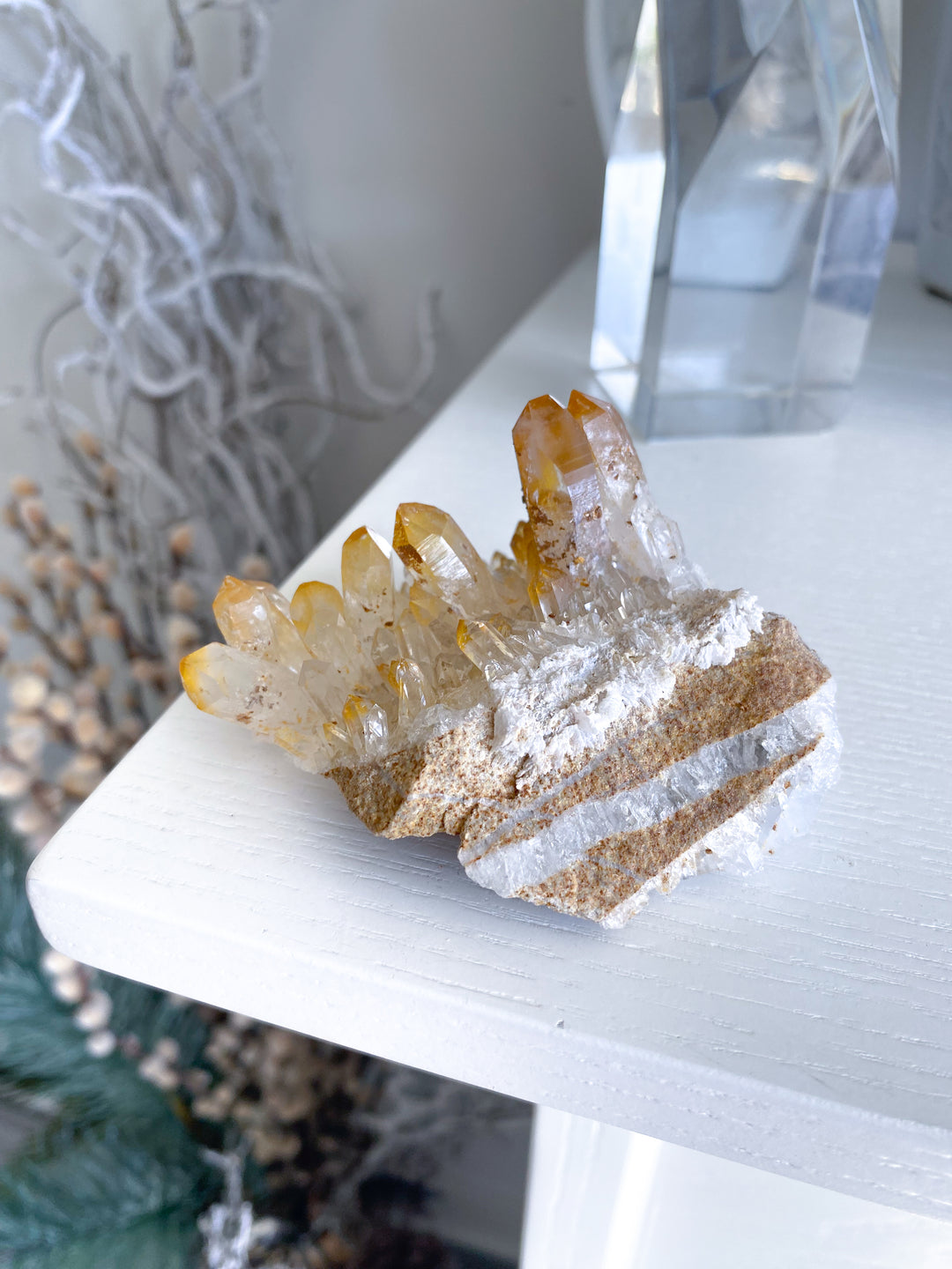 Iron Coated Quartz with Siderite Cluster on a Matrix #9
