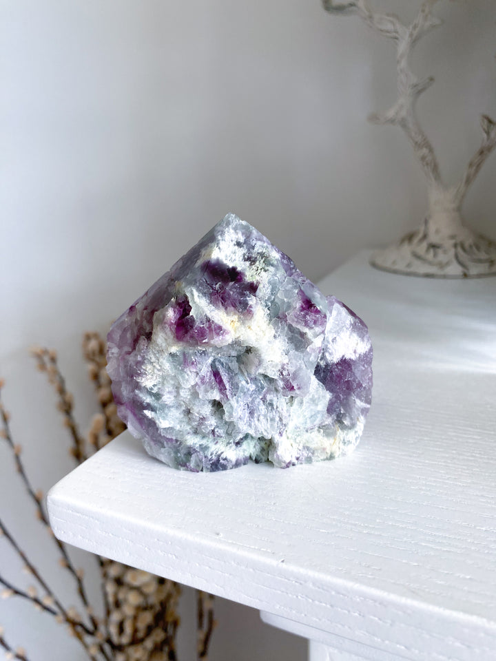 Tie-Dye Style Fluorite Top Polish Point #5 - Chipped Tip