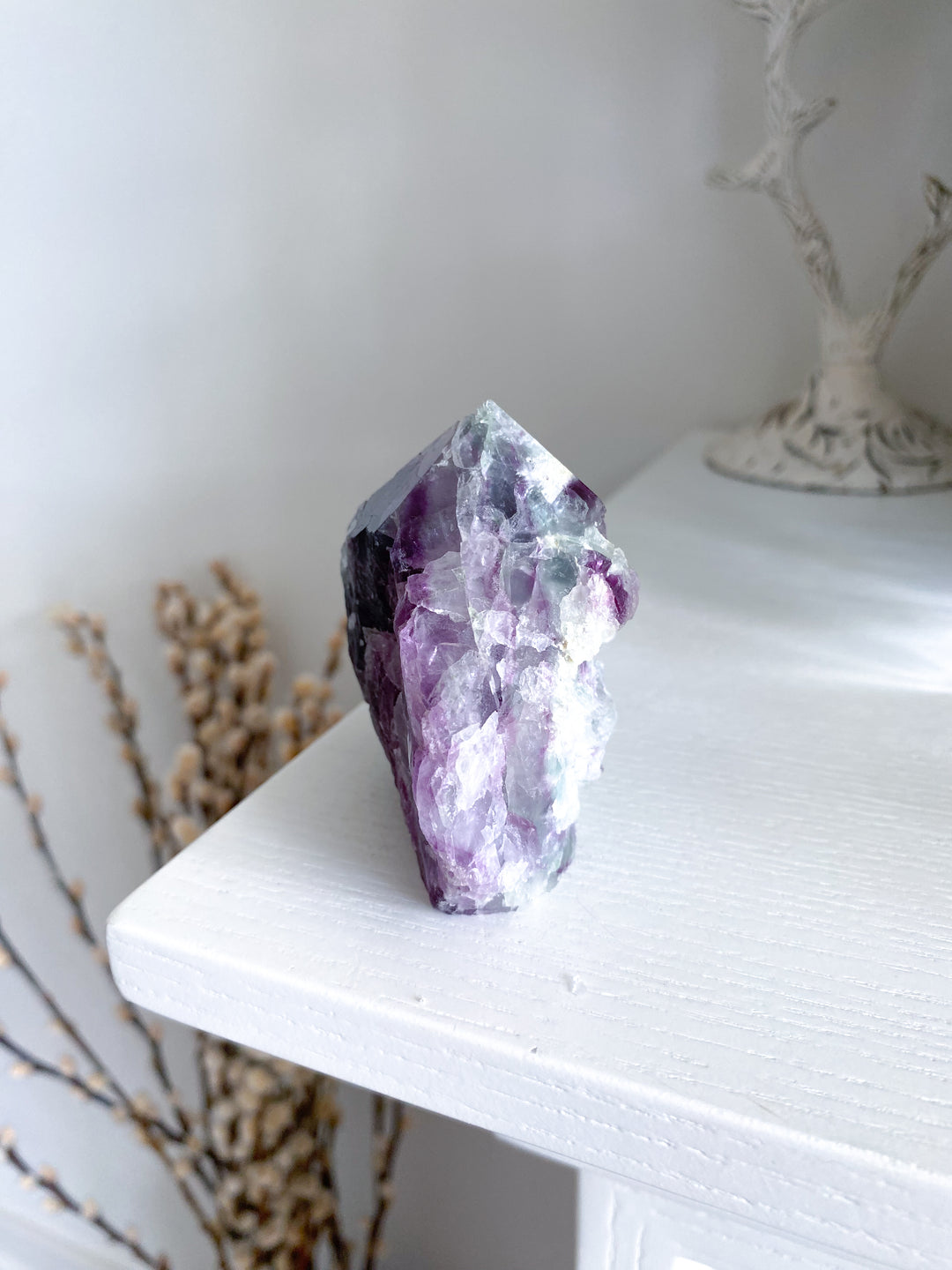 Tie-Dye Style Fluorite Top Polish Point #5 - Chipped Tip