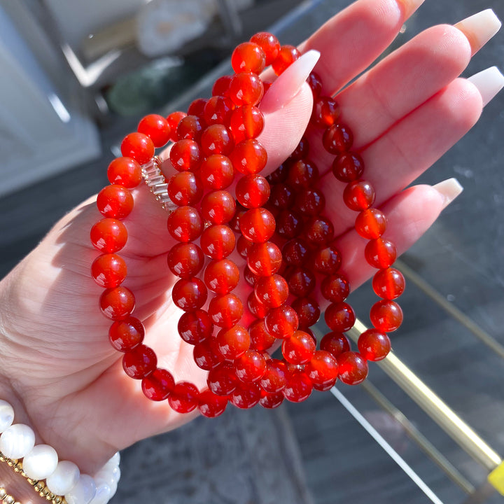 Deep Red Carnelian 8mm Bracelet