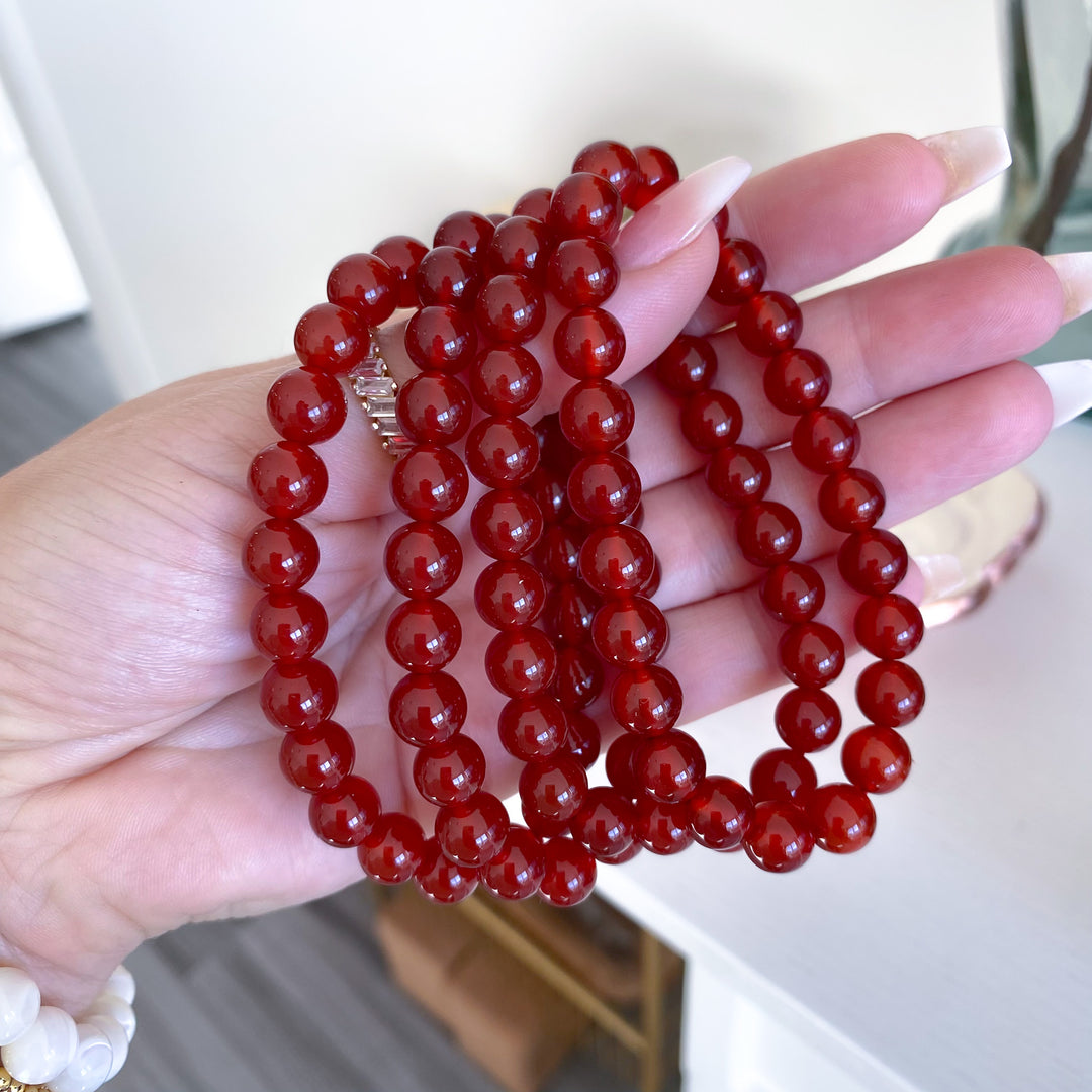 Deep Red Carnelian 8mm Bracelet