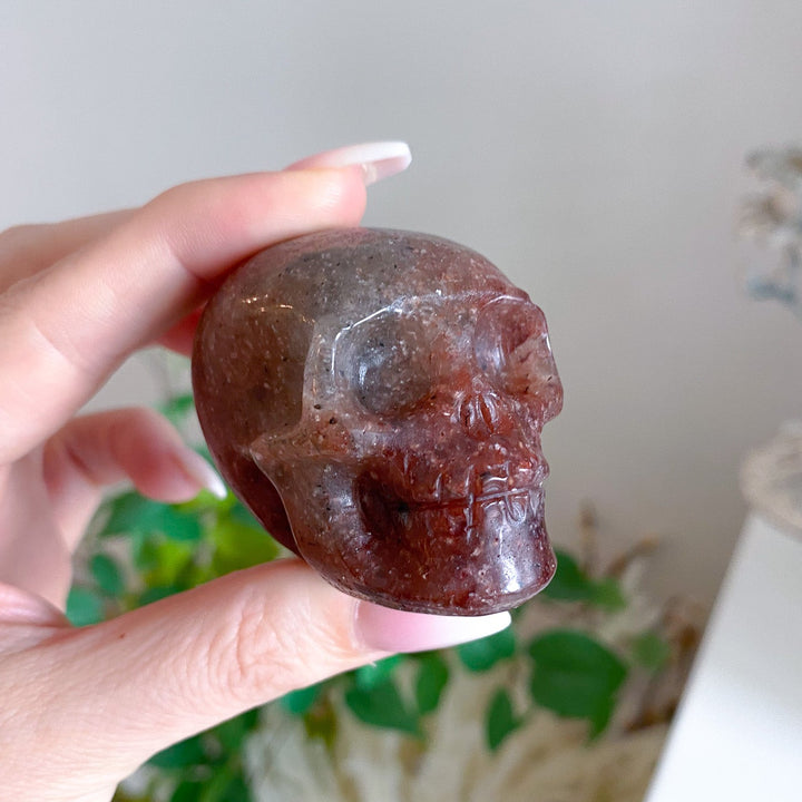 Small Strawberry Quartz Skull
