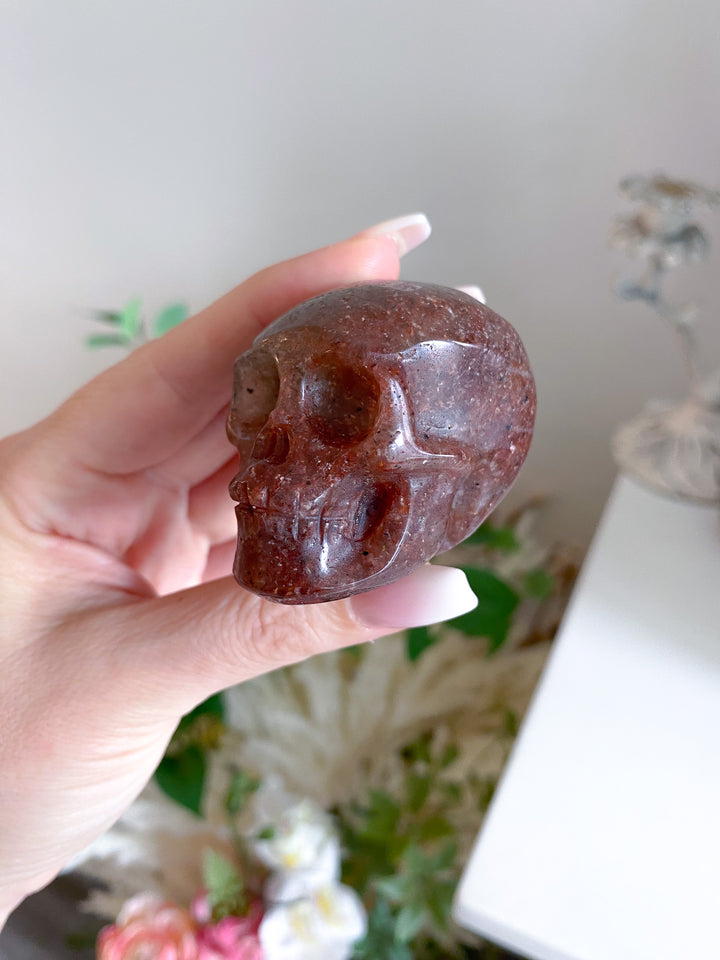 Small Strawberry Quartz Skull
