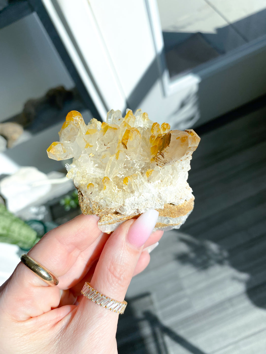 Iron Coated Quartz with Siderite Cluster on a Matrix #9