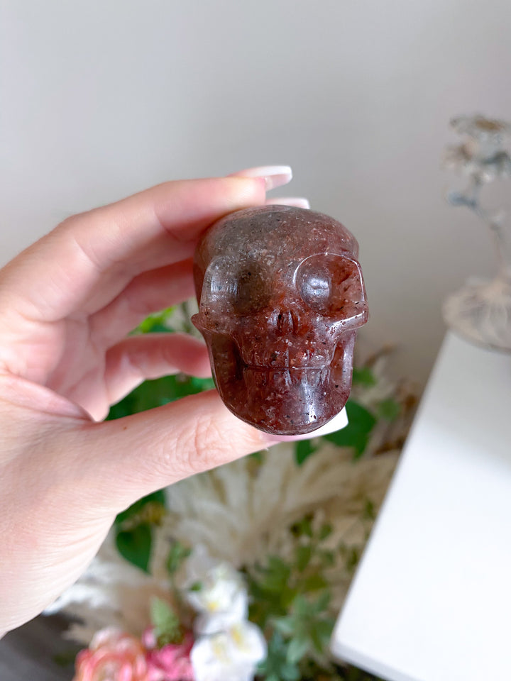 Small Strawberry Quartz Skull