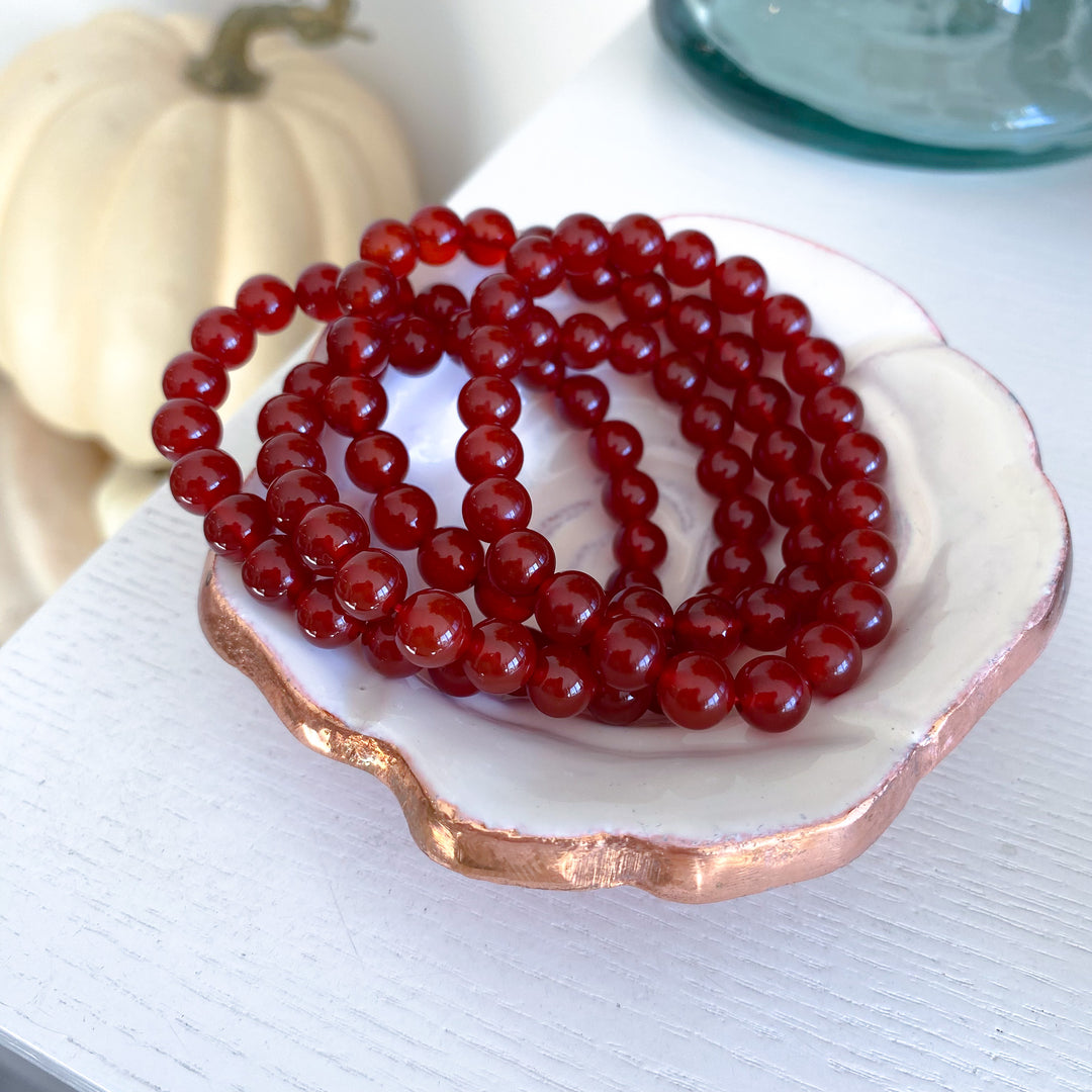 Deep Red Carnelian 8mm Bracelet