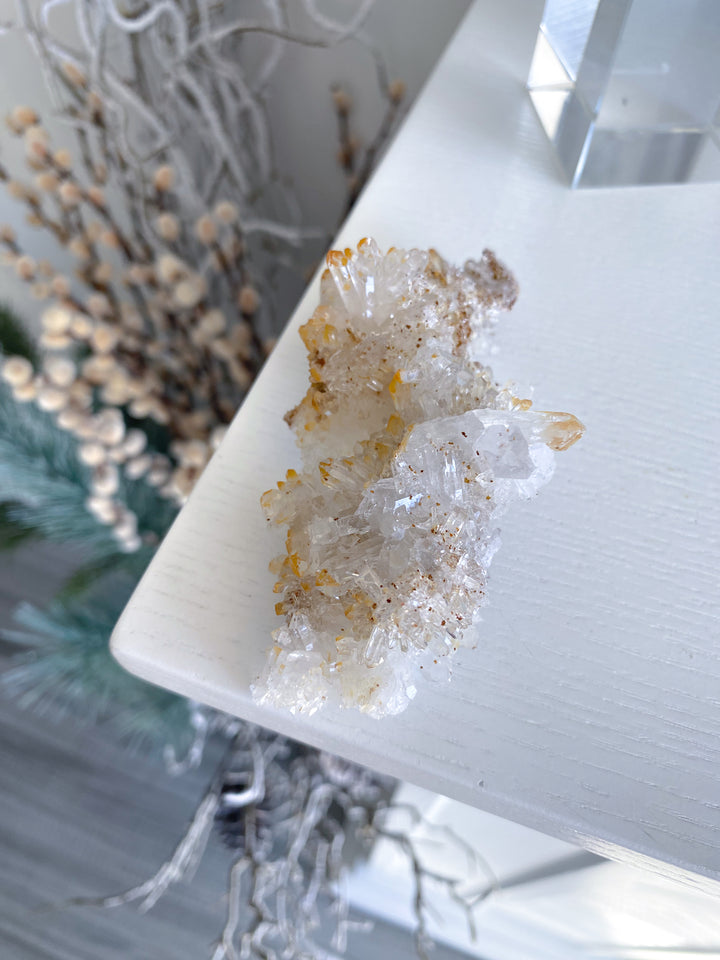 Long Iron Coated Quartz with Siderite Cluster #10