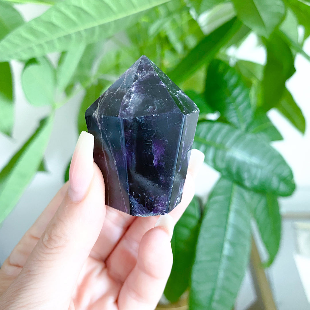Small Deep Purple Polished Fluorite Point #2