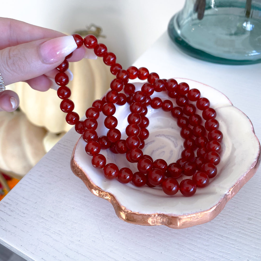 Deep Red Carnelian 8mm Bracelet