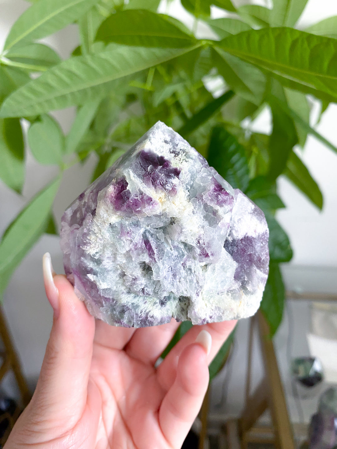 Tie-Dye Style Fluorite Top Polish Point #5 - Chipped Tip