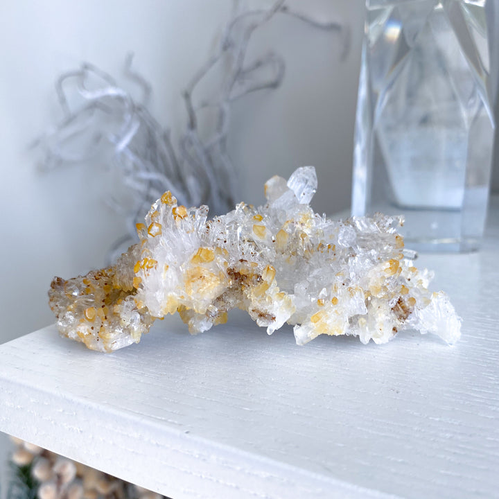 Long Iron Coated Quartz with Siderite Cluster #10