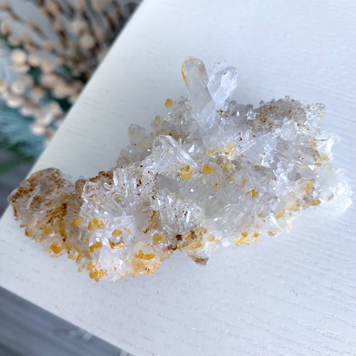 Long Iron Coated Quartz with Siderite Cluster #10