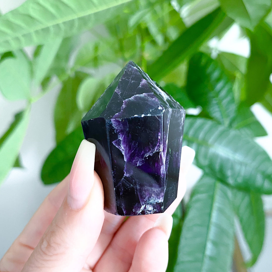Small Deep Purple Polished Fluorite Point #2