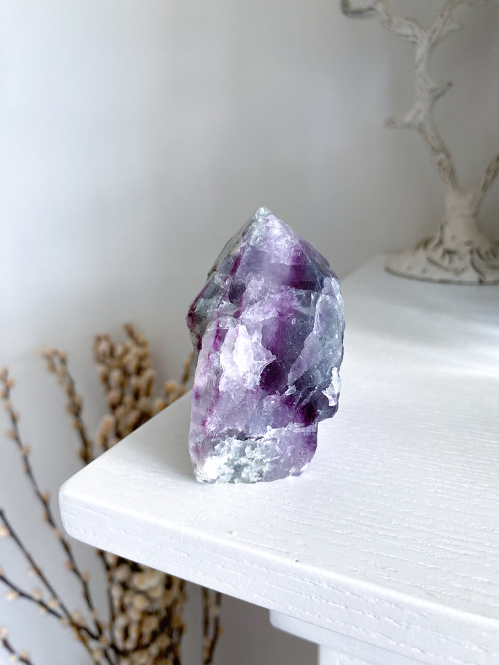 Tie-Dye Style Fluorite Top Polish Point #5 - Chipped Tip