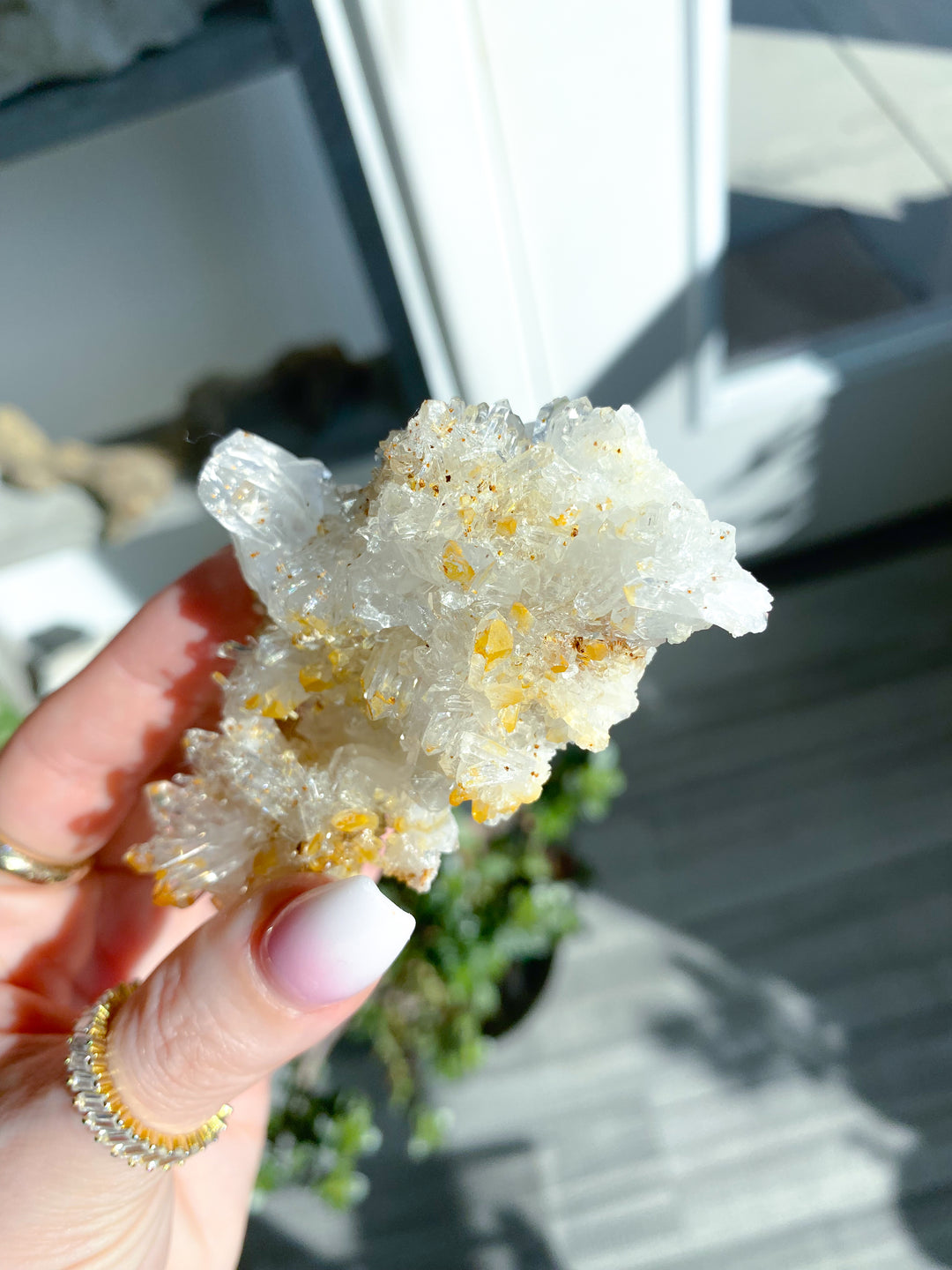 Long Iron Coated Quartz with Siderite Cluster #10
