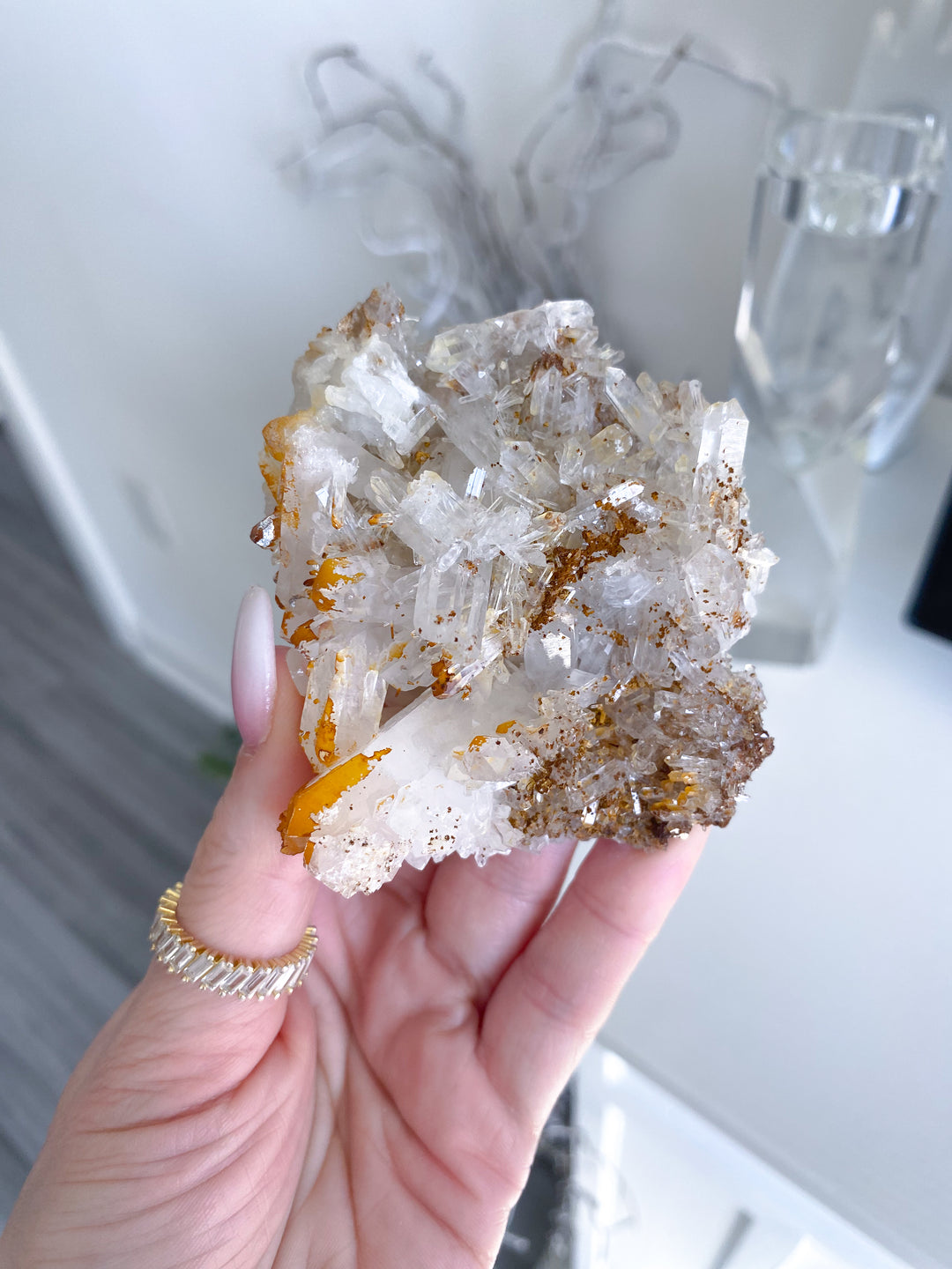 Iron Coated Quartz with Siderite Cluster #11