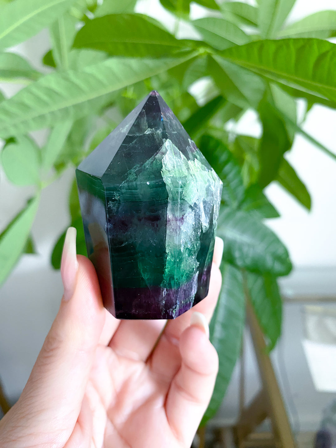Green and Purple Rainbow Fluorite Point #15